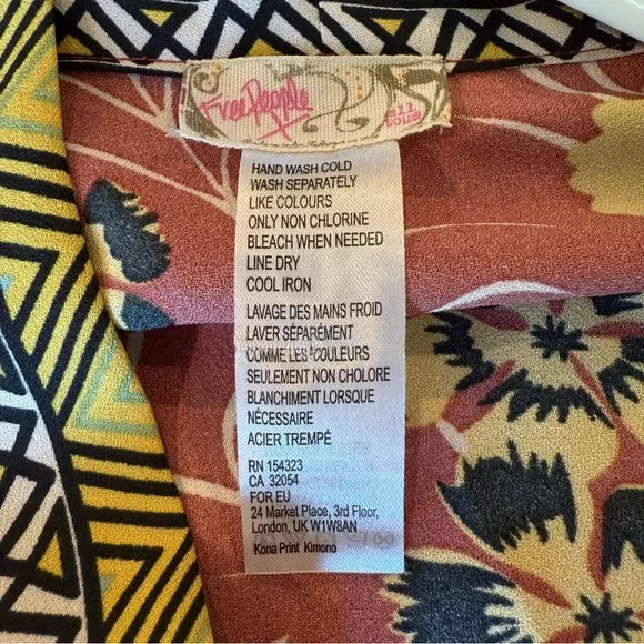 Free People Kona Print Kimono Jacket Floral Boho Lightweight Layering Piece - Picture 8 of 8